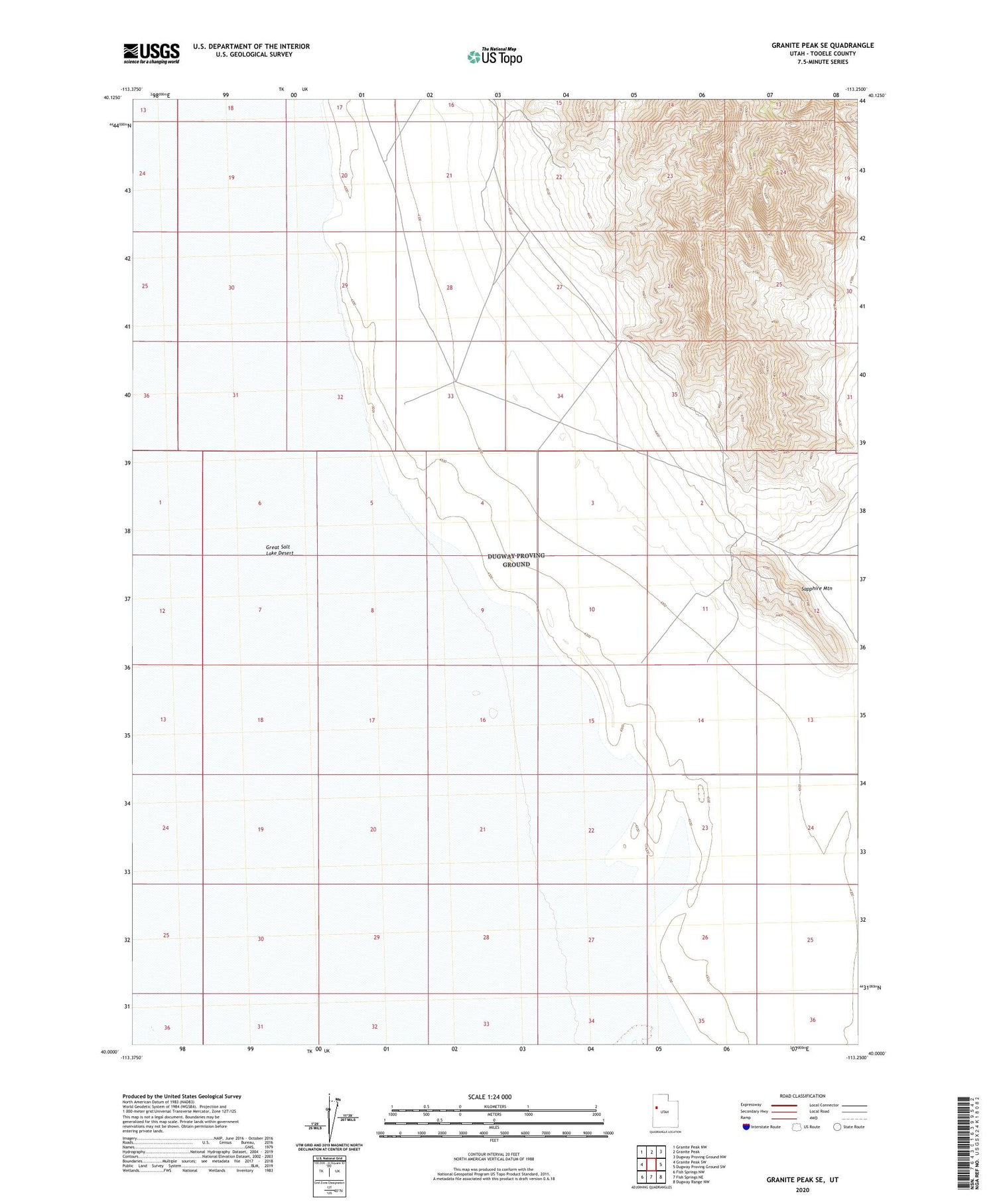 Granite Peak SE Utah US Topo Map Image