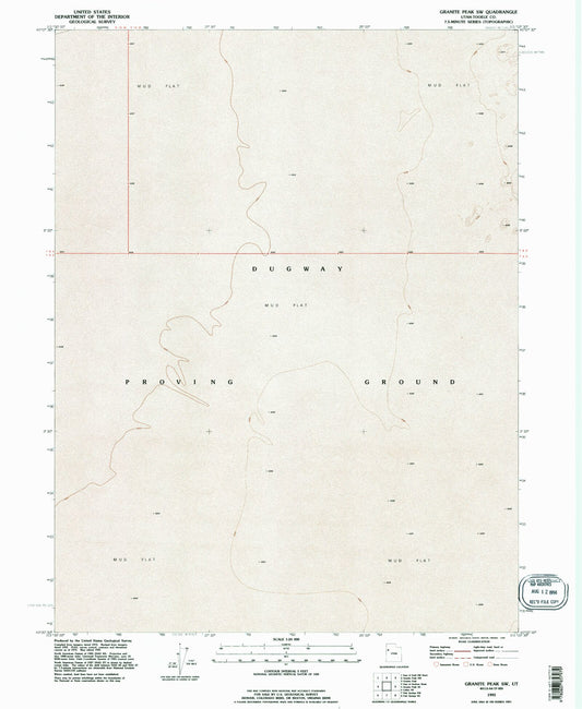 Classic USGS Granite Peak SW Utah 7.5'x7.5' Topo Map Image