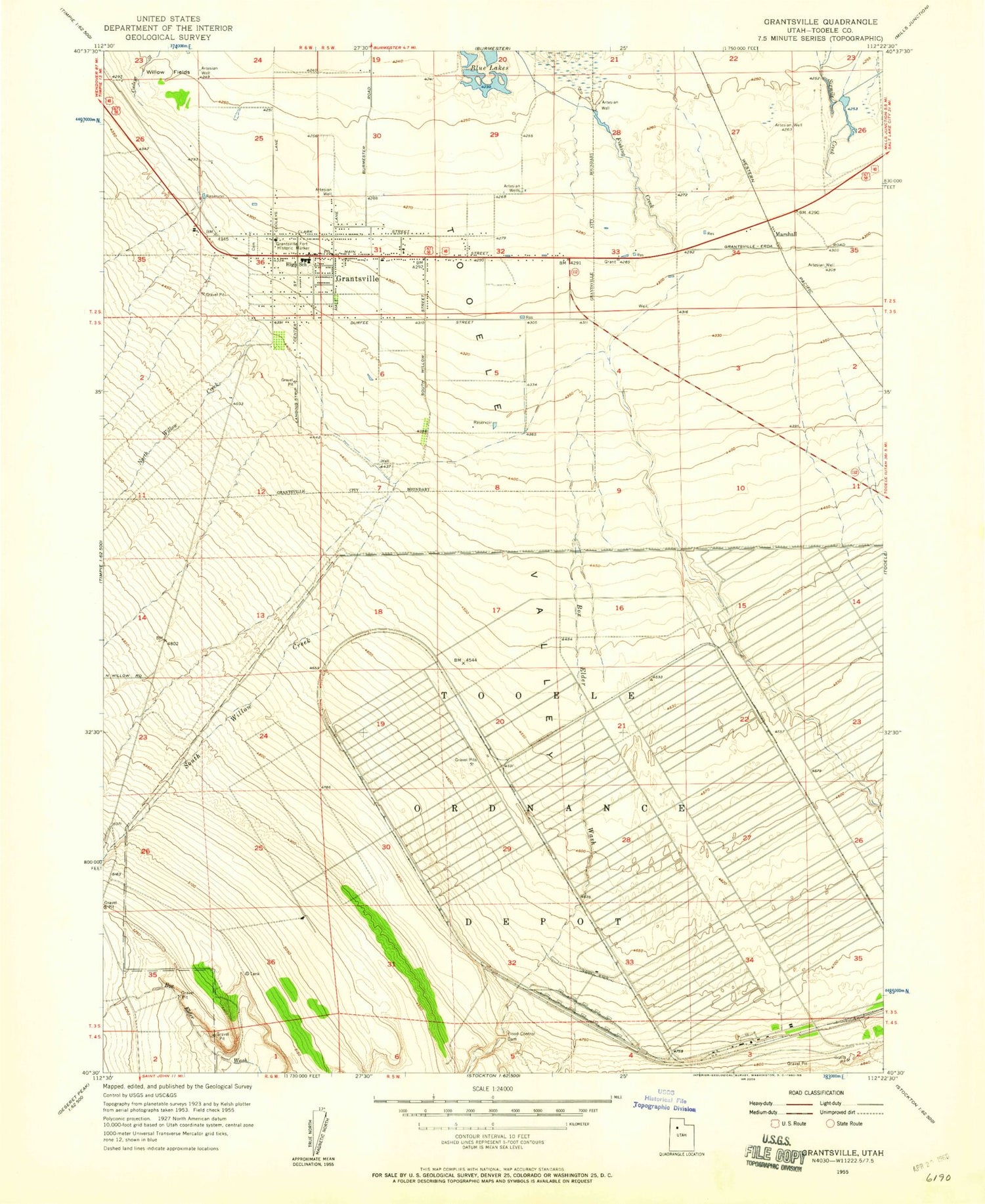Classic USGS Grantsville Utah 7.5'x7.5' Topo Map Image
