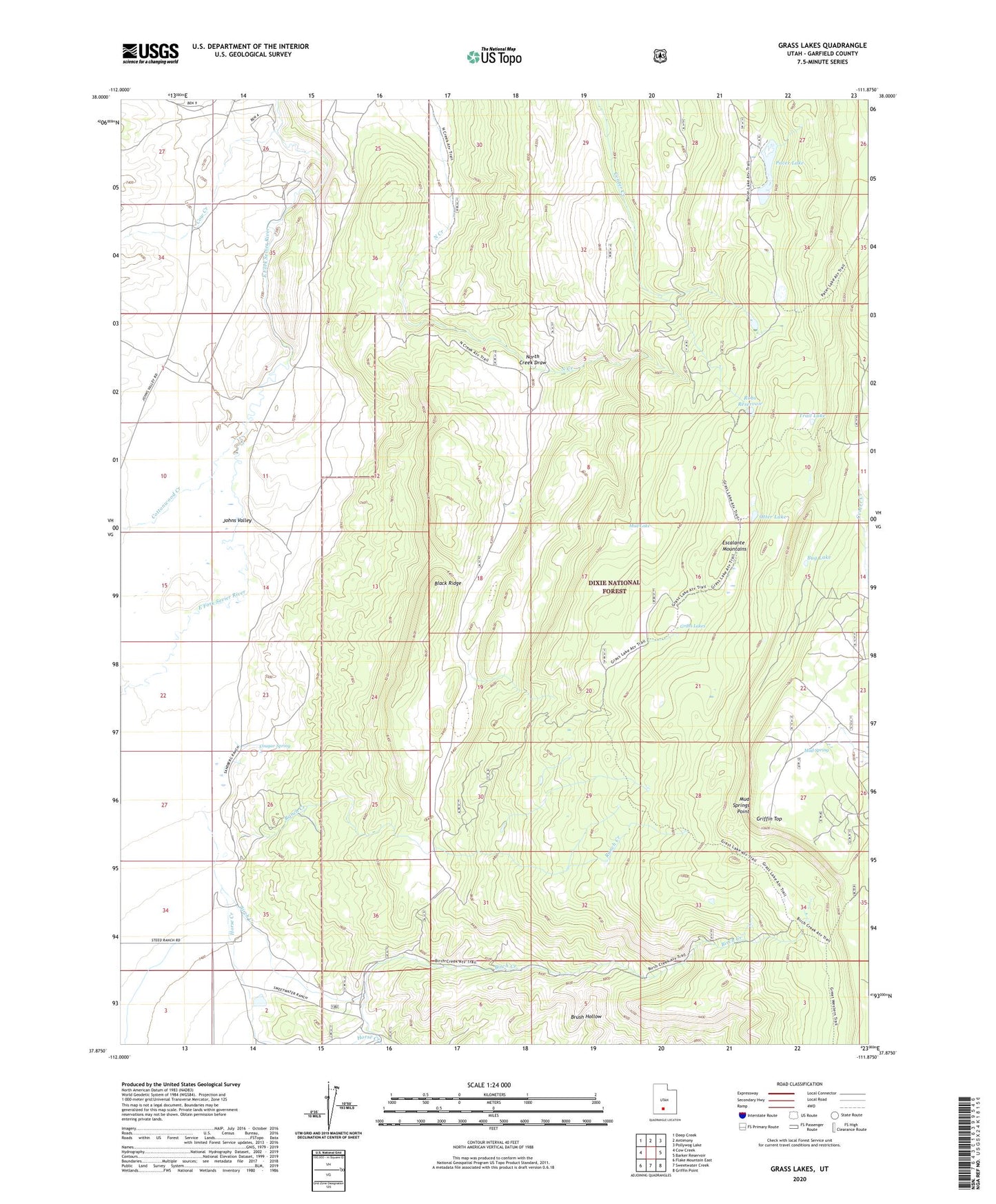 Grass Lakes Utah US Topo Map Image
