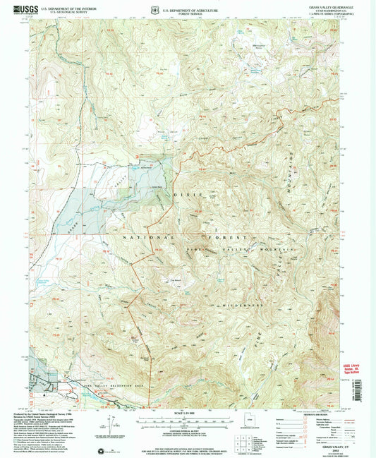 Classic USGS Grass Valley Utah 7.5'x7.5' Topo Map Image