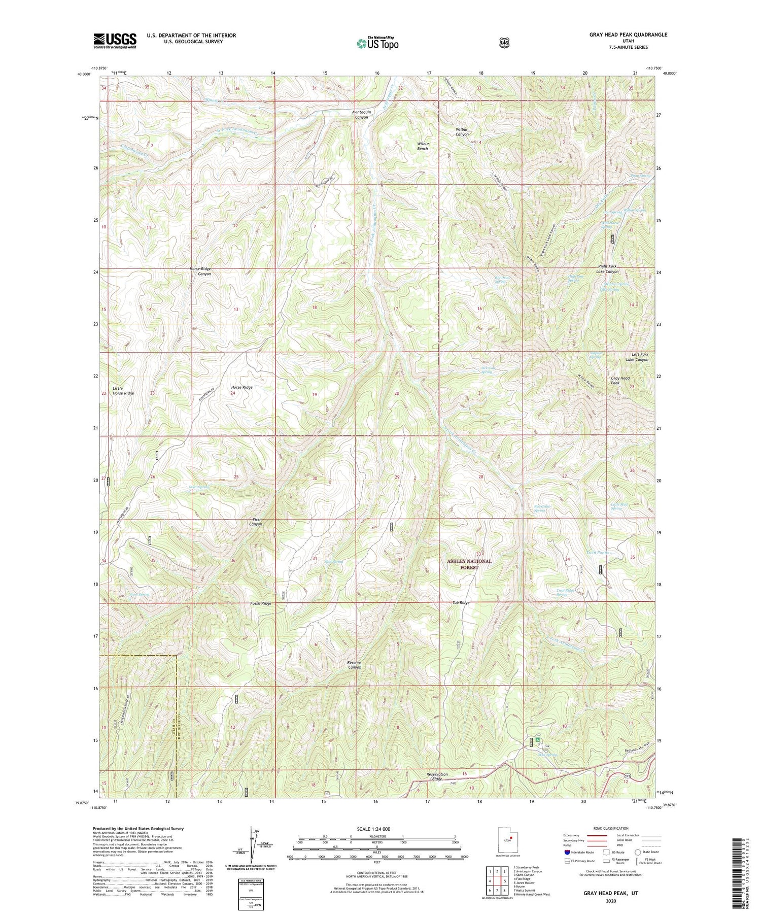 Gray Head Peak Utah US Topo Map Image