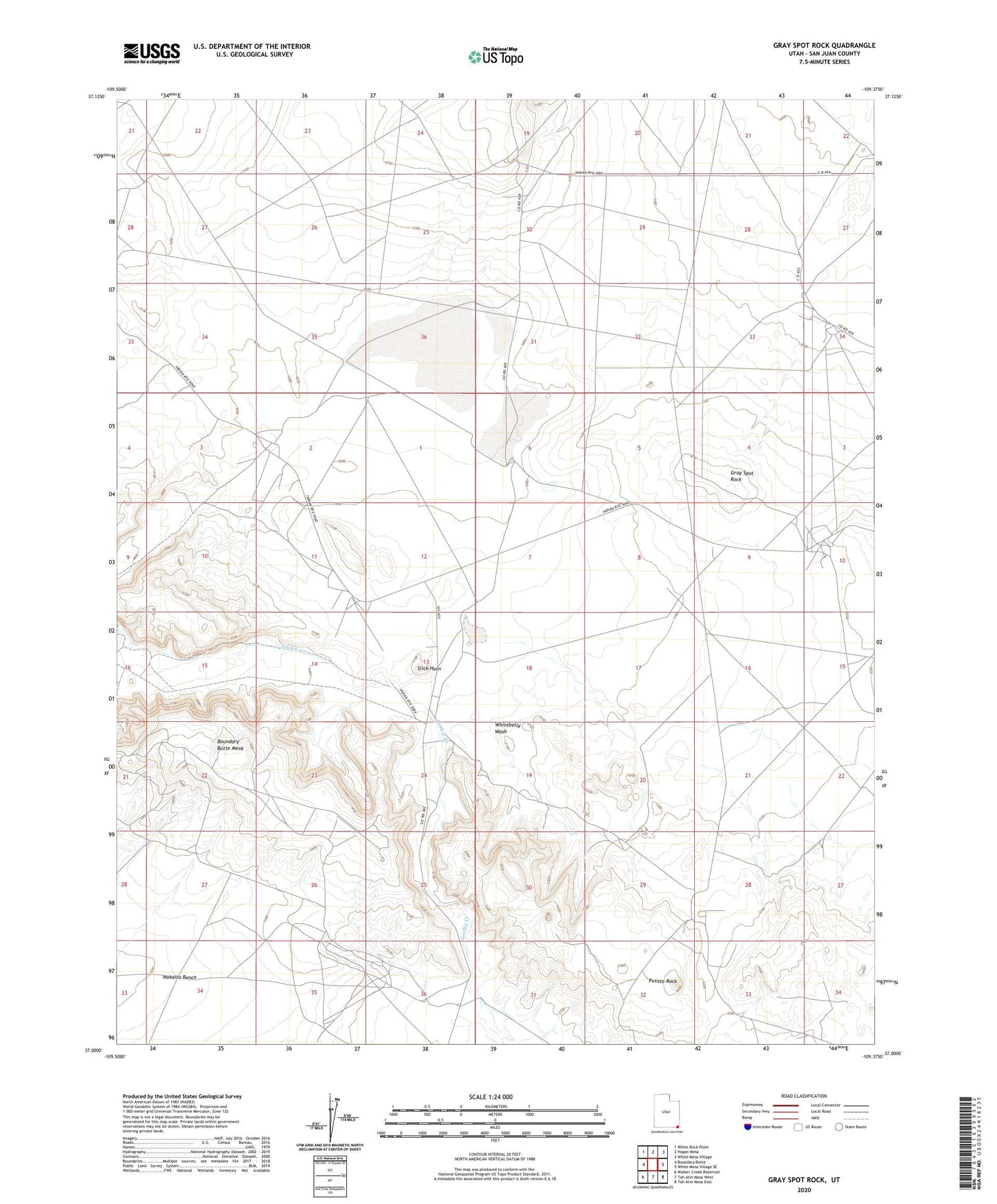 Gray Spot Rock Utah US Topo Map Image