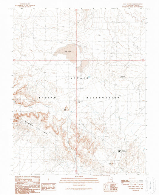Classic USGS Gray Spot Rock Utah 7.5'x7.5' Topo Map Image