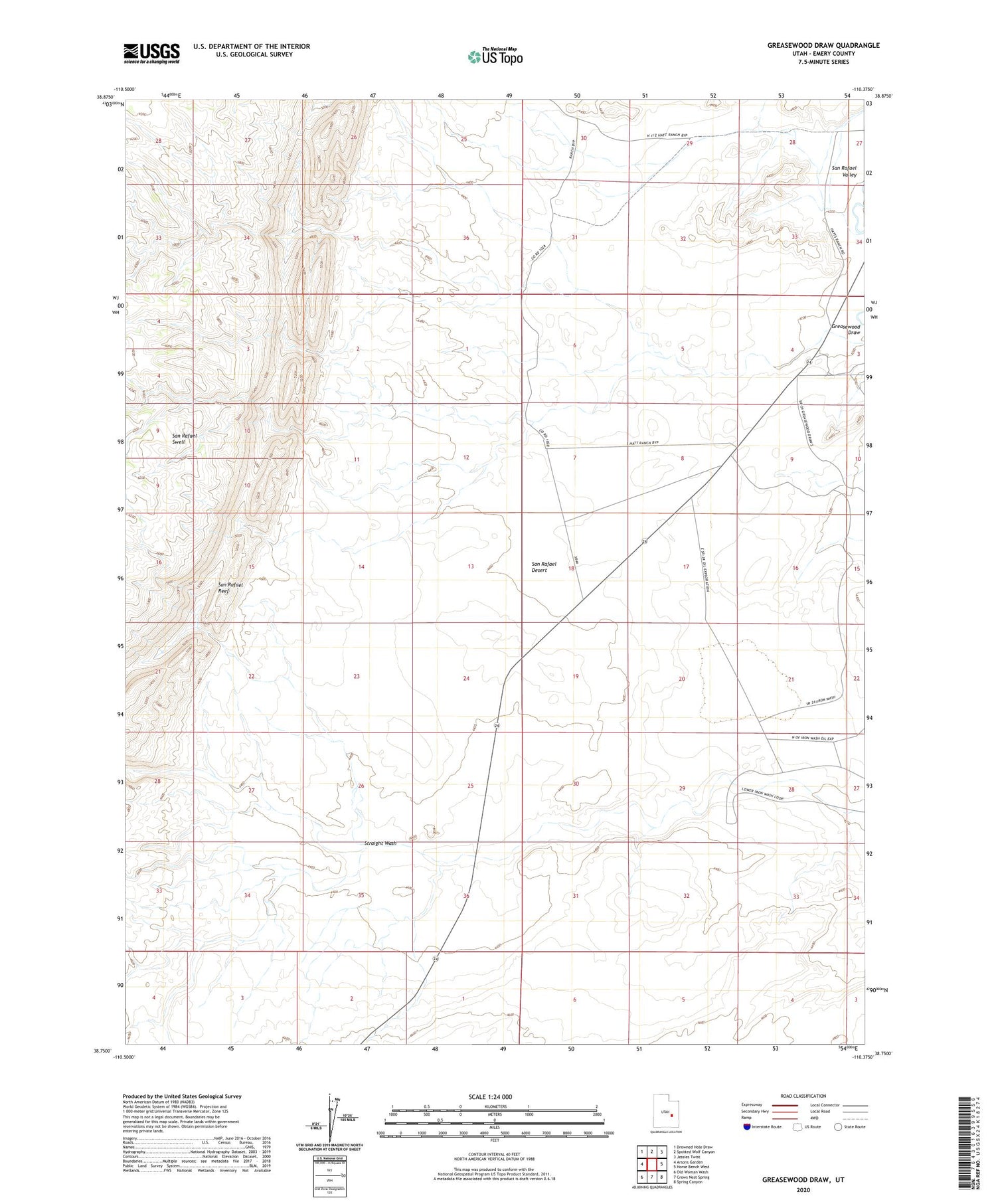 Greasewood Draw Utah US Topo Map Image