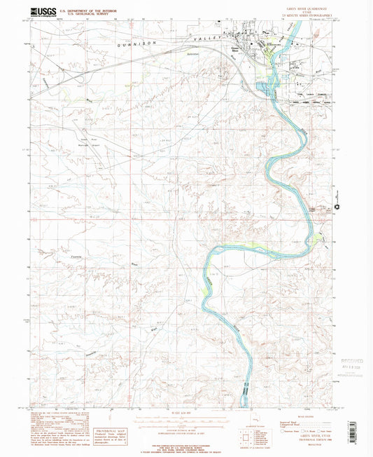 Classic USGS Green River Utah 7.5'x7.5' Topo Map Image