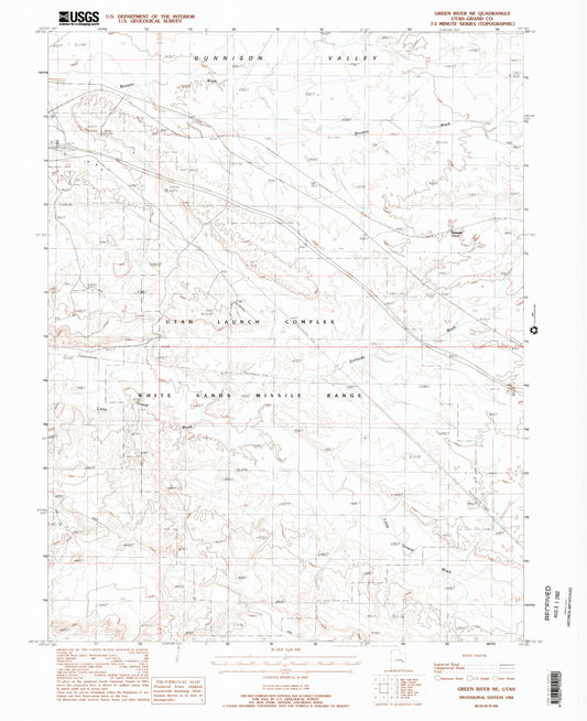 Classic USGS Green River NE Utah 7.5'x7.5' Topo Map Image