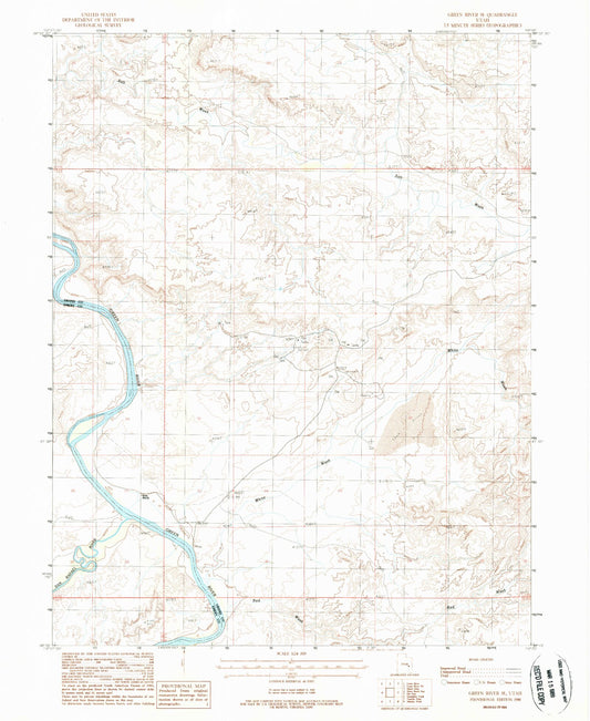 Classic USGS Green River SE Utah 7.5'x7.5' Topo Map Image