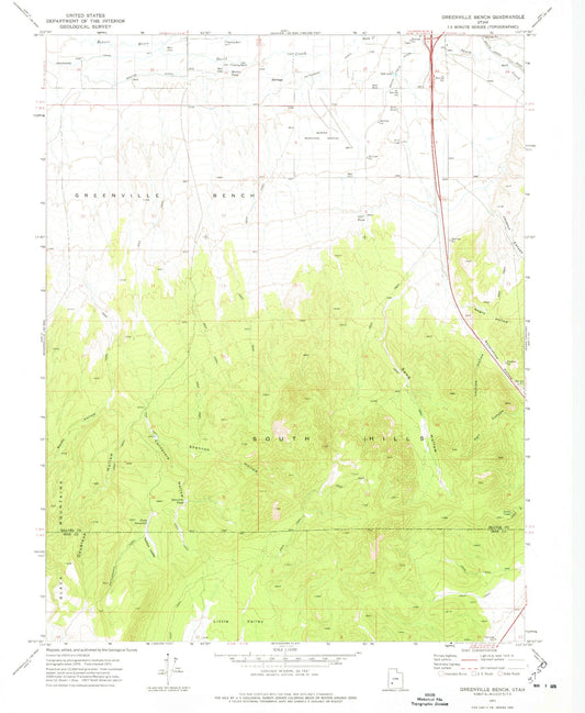 Classic USGS Greenville Bench Utah 7.5'x7.5' Topo Map Image