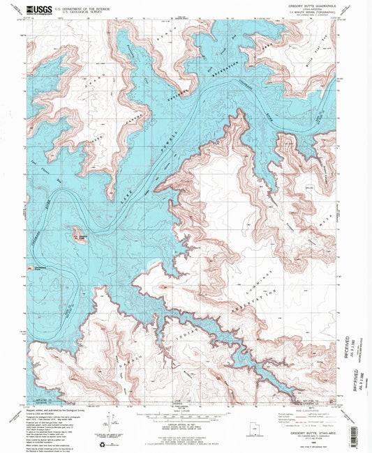 Classic USGS Gregory Butte Utah 7.5'x7.5' Topo Map Image