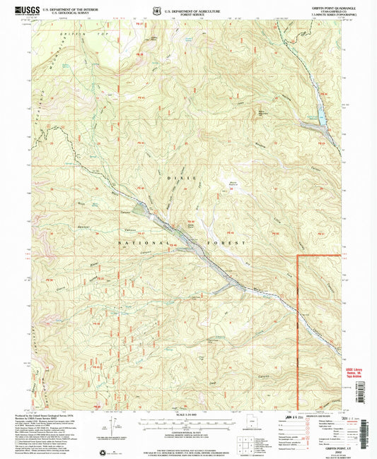 Classic USGS Griffin Point Utah 7.5'x7.5' Topo Map Image