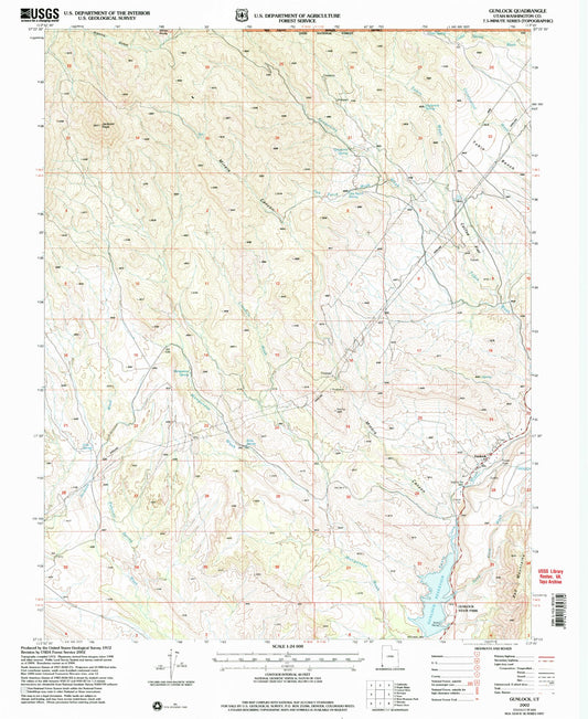 Classic USGS Gunlock Utah 7.5'x7.5' Topo Map Image