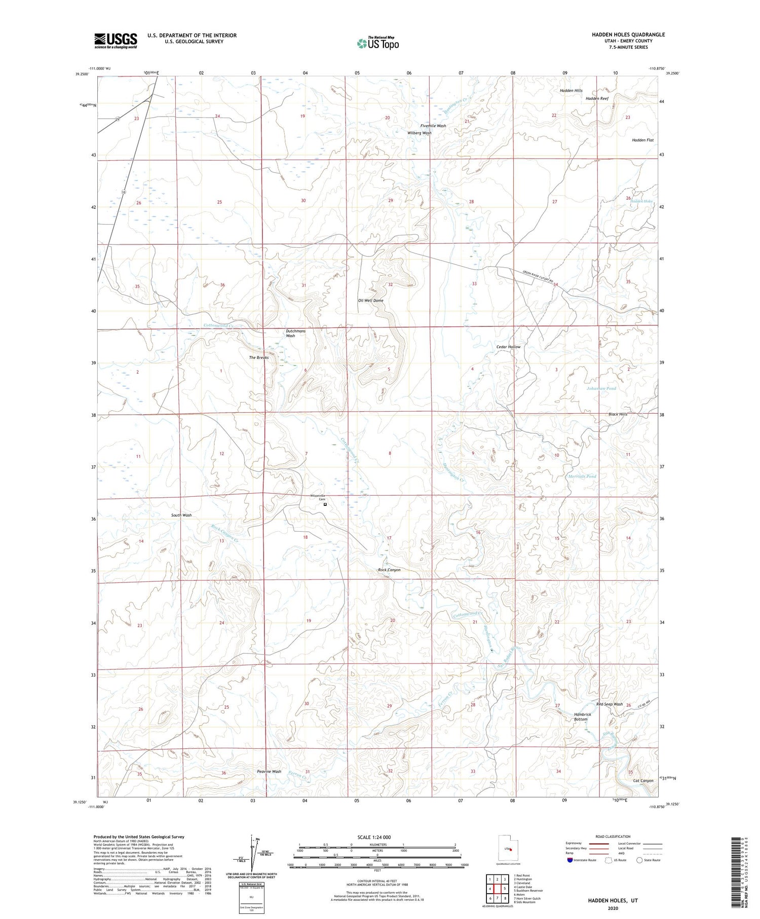 Hadden Holes Utah US Topo Map Image