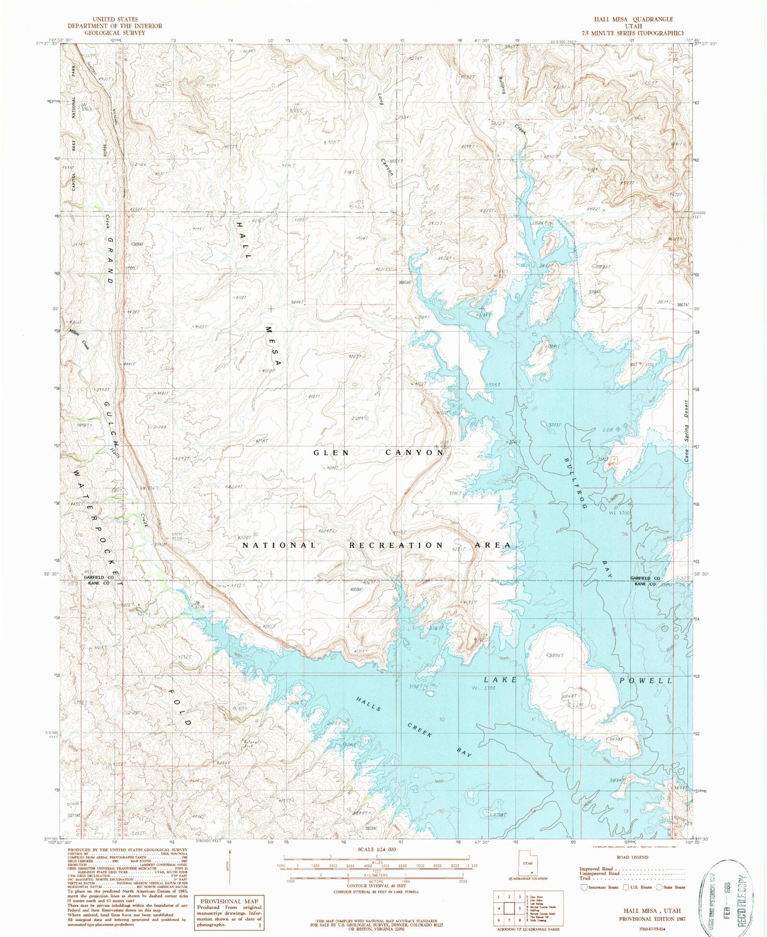 Classic USGS Hall Mesa Utah 7.5'x7.5' Topo Map Image