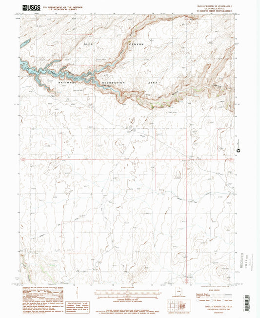 Classic USGS Halls Crossing NE Utah 7.5'x7.5' Topo Map Image