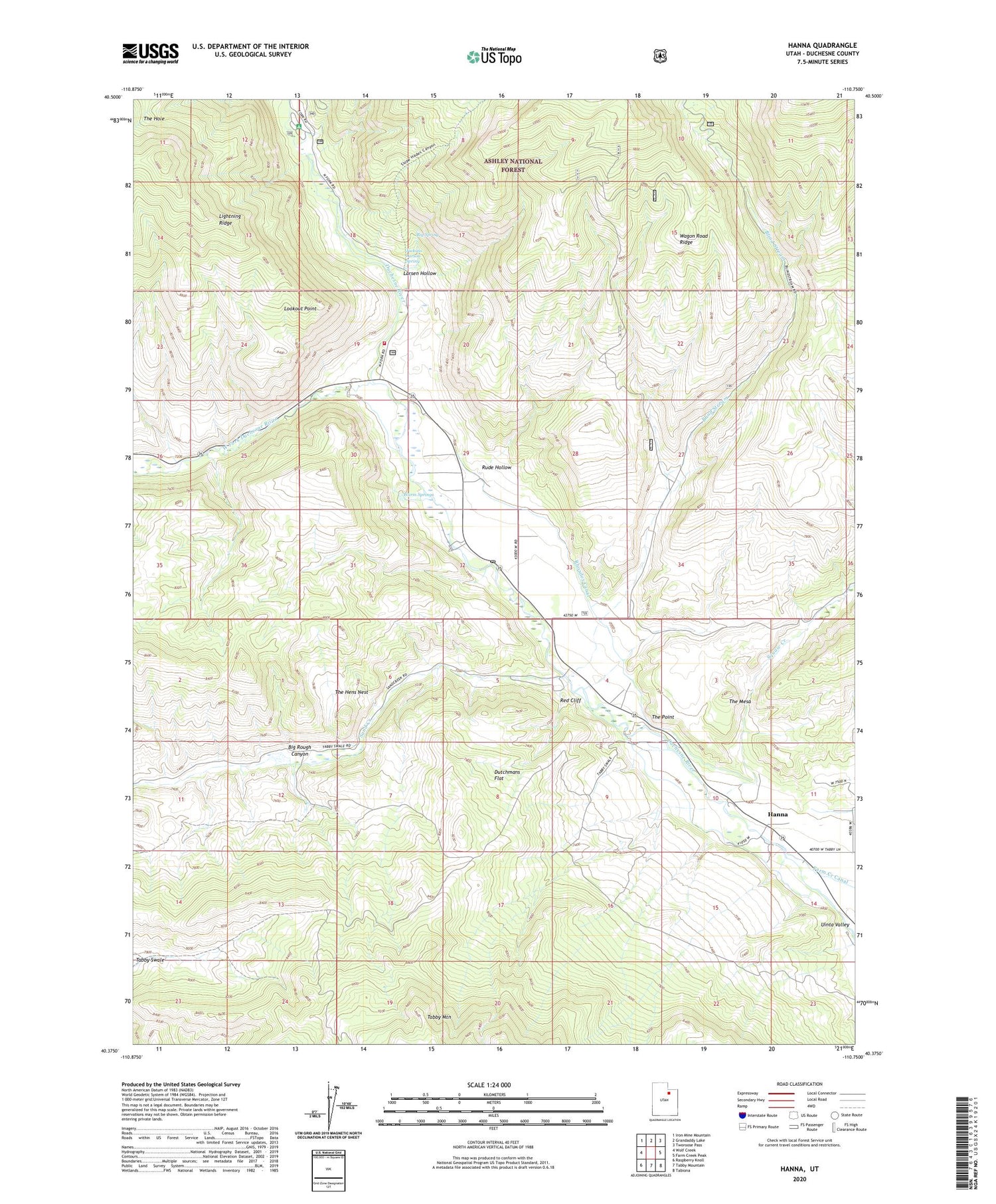 Hanna Utah US Topo Map Image