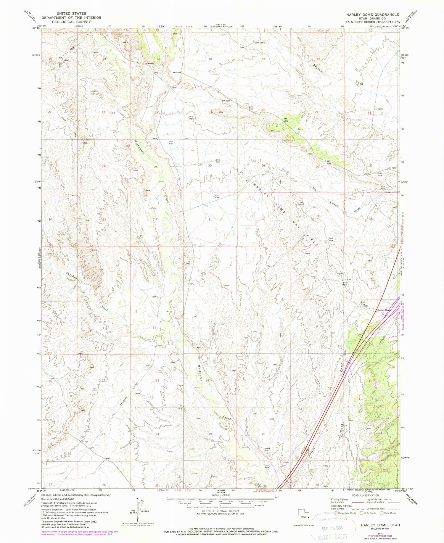 Classic USGS Harley Dome Utah 7.5'x7.5' Topo Map Image