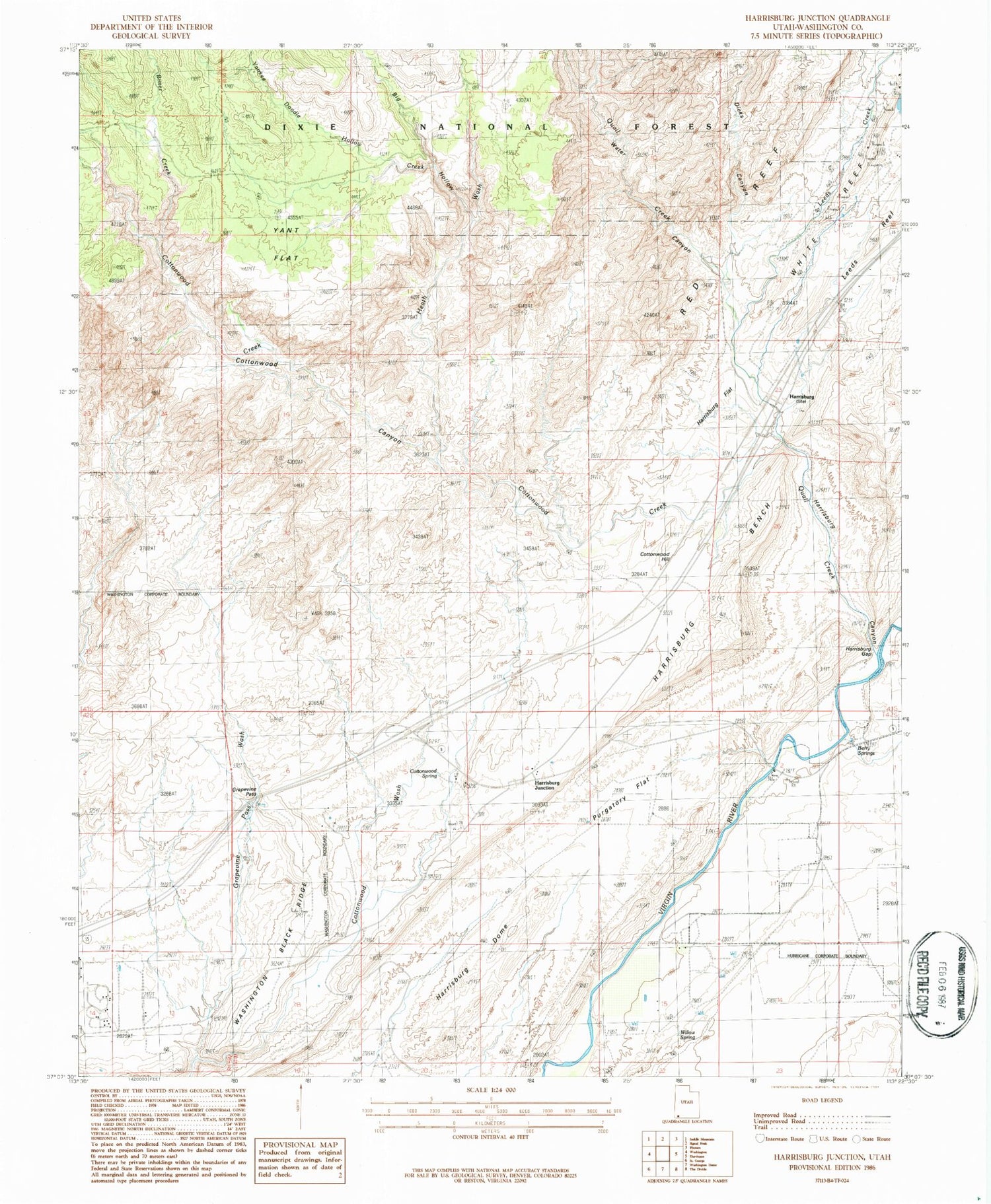 Classic USGS Harrisburg Junction Utah 7.5'x7.5' Topo Map Image