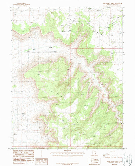 Classic USGS Harts Point North Utah 7.5'x7.5' Topo Map Image