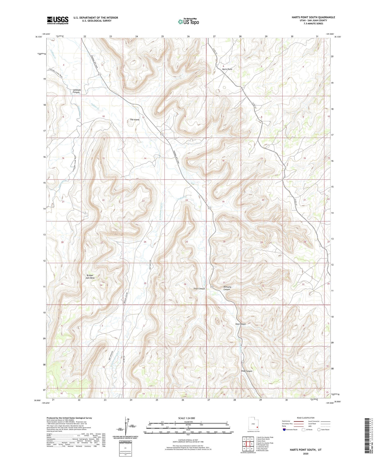 Harts Point South Utah US Topo Map Image