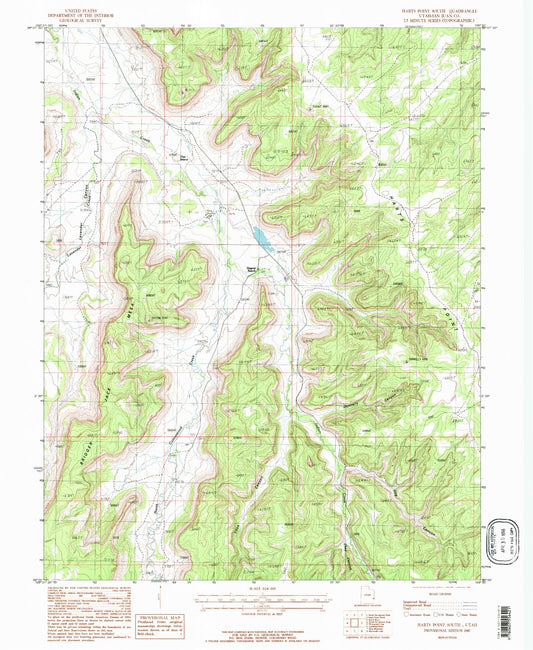 Classic USGS Harts Point South Utah 7.5'x7.5' Topo Map Image