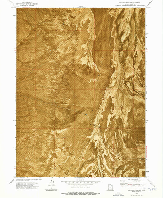 Classic USGS Hastings Pass SE Utah 7.5'x7.5' Topo Map Image