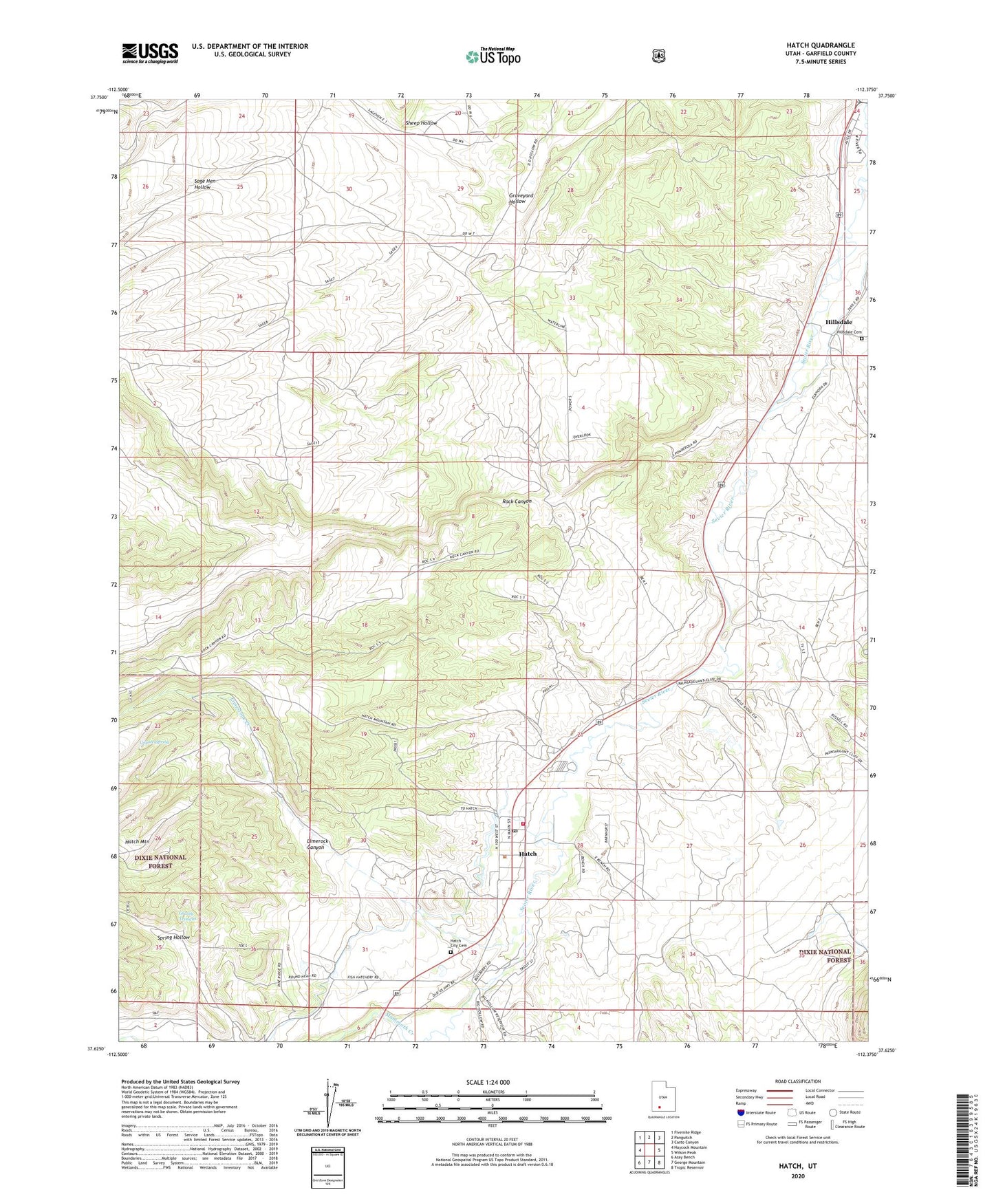 Hatch Utah US Topo Map Image