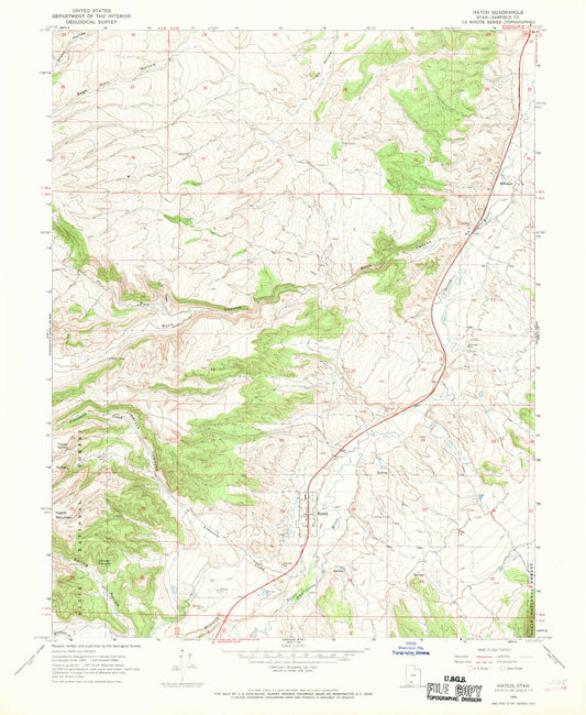 Classic USGS Hatch Utah 7.5'x7.5' Topo Map Image