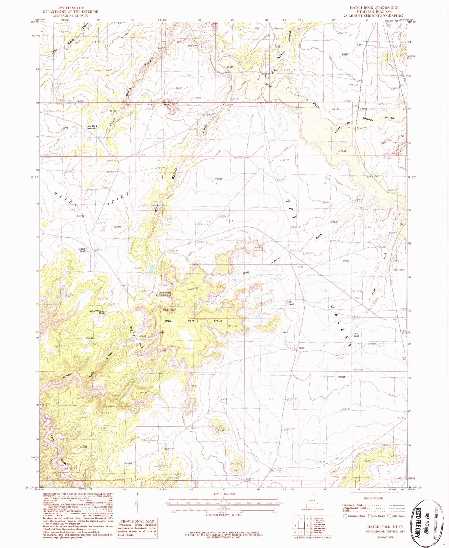 Classic USGS Hatch Rock Utah 7.5'x7.5' Topo Map Image