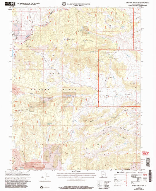 Classic USGS Haycock Mountain Utah 7.5'x7.5' Topo Map Image