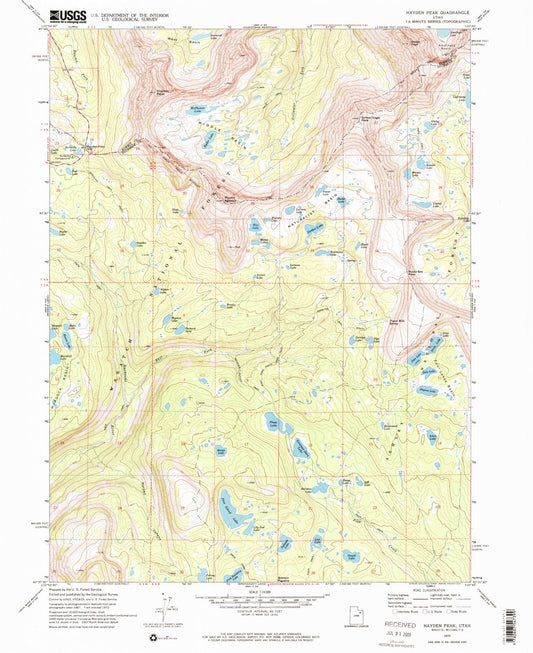 USGS Classic Hayden Peak Utah 7.5'x7.5' Topo Map Image