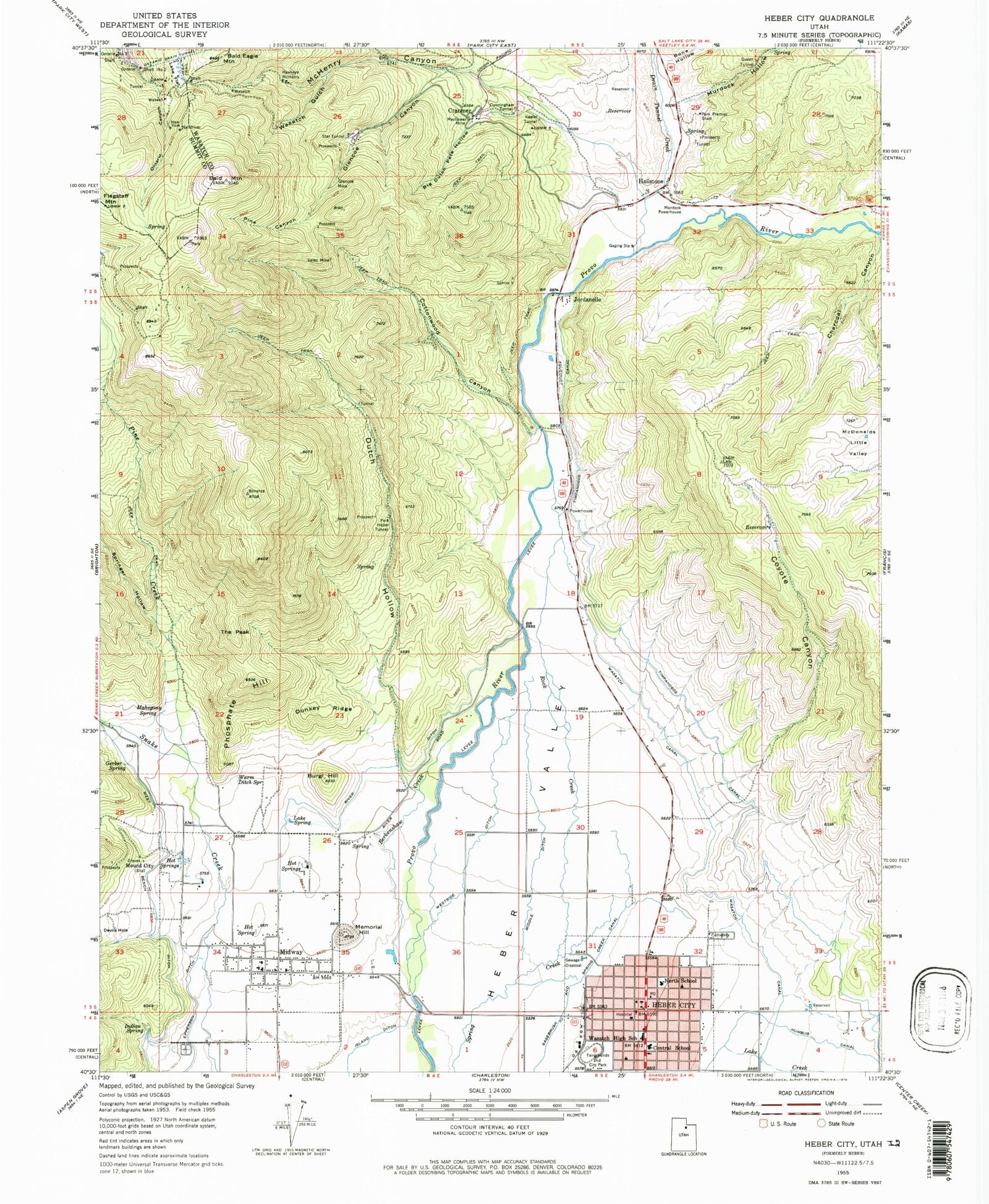 USGS Classic Heber City Utah 7.5'x7.5' Topo Map – MyTopo Map Store