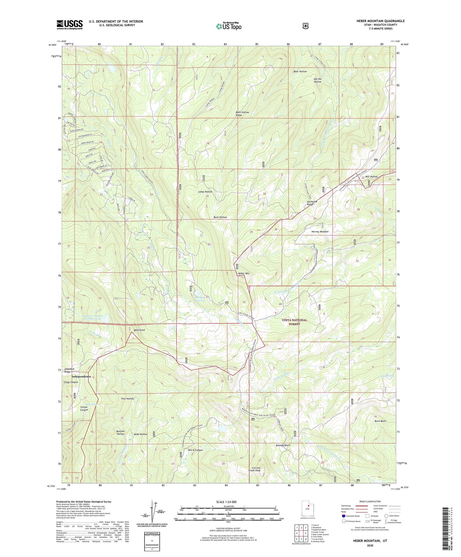 Heber Mountain Utah US Topo Map Image