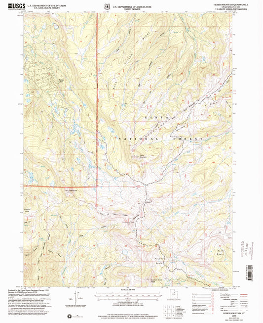 Classic USGS Heber Mountain Utah 7.5'x7.5' Topo Map Image