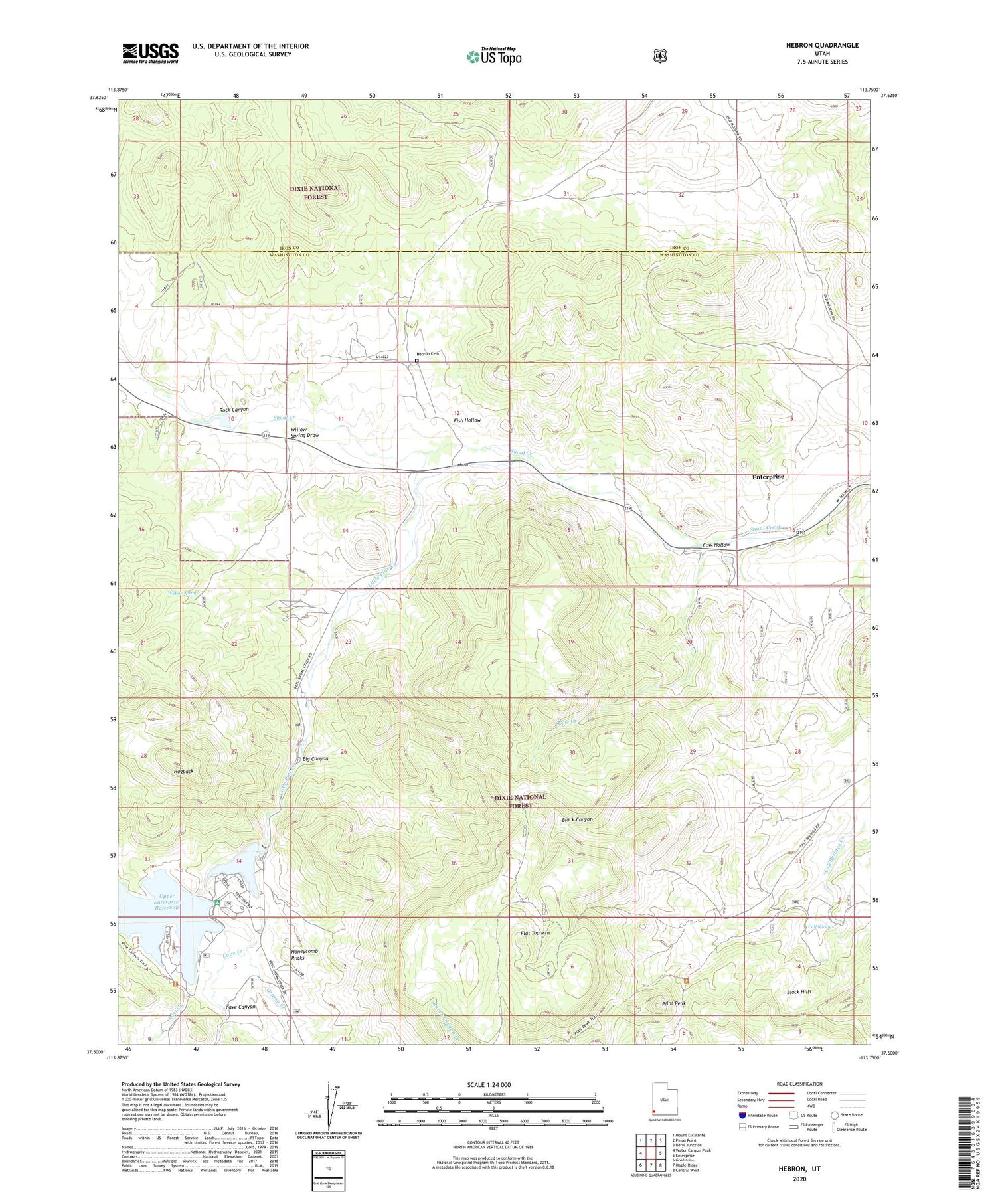 Hebron Utah US Topo Map Image