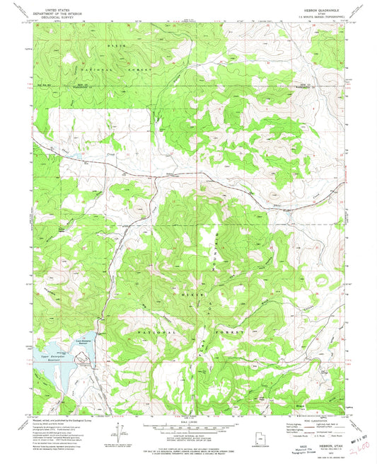 Classic USGS Hebron Utah 7.5'x7.5' Topo Map Image