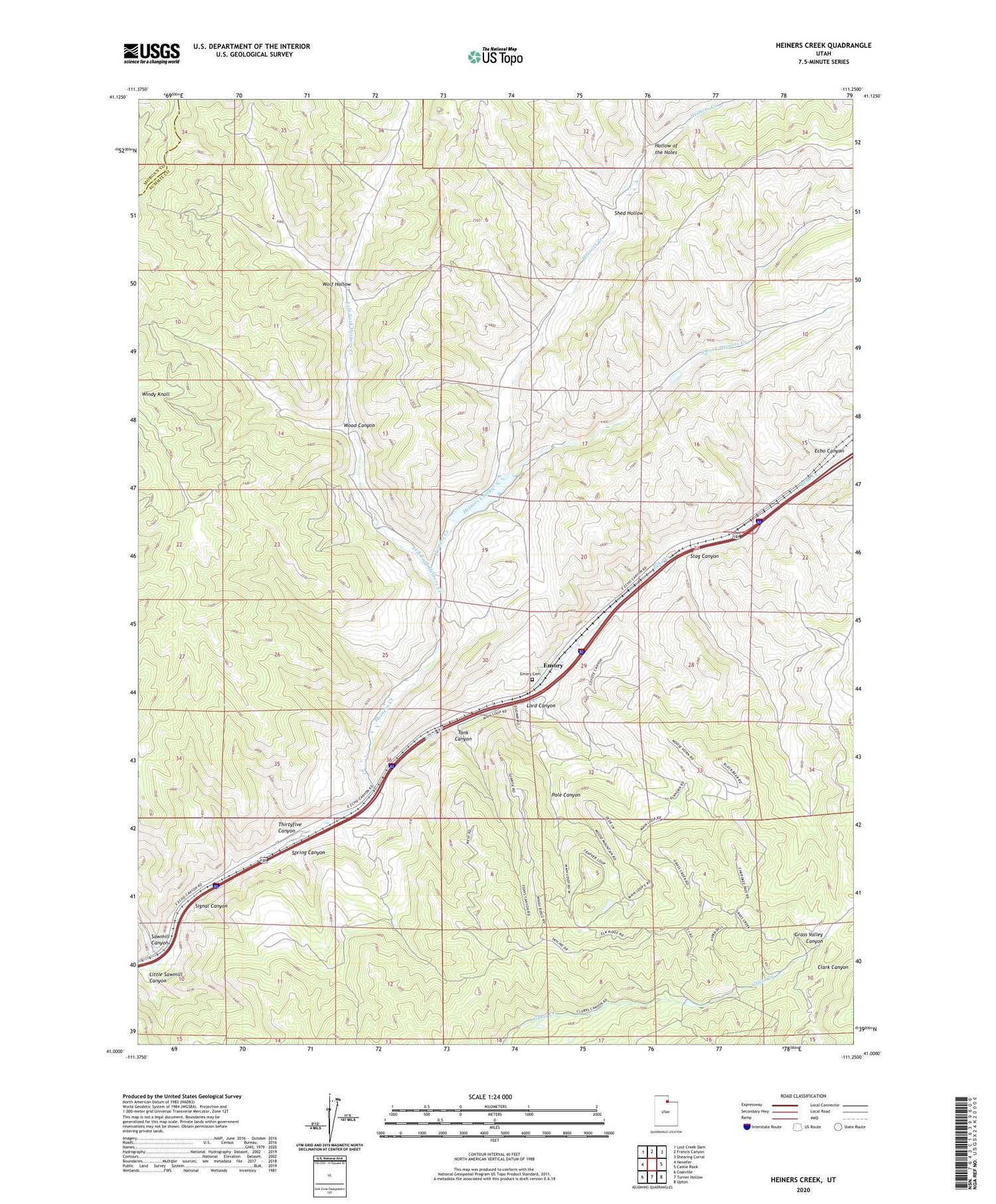 Heiners Creek Utah US Topo Map Image