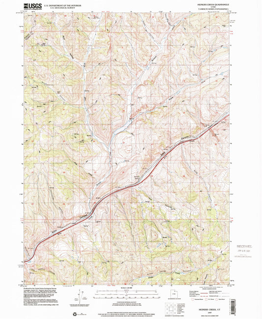 Classic USGS Heiners Creek Utah 7.5'x7.5' Topo Map Image