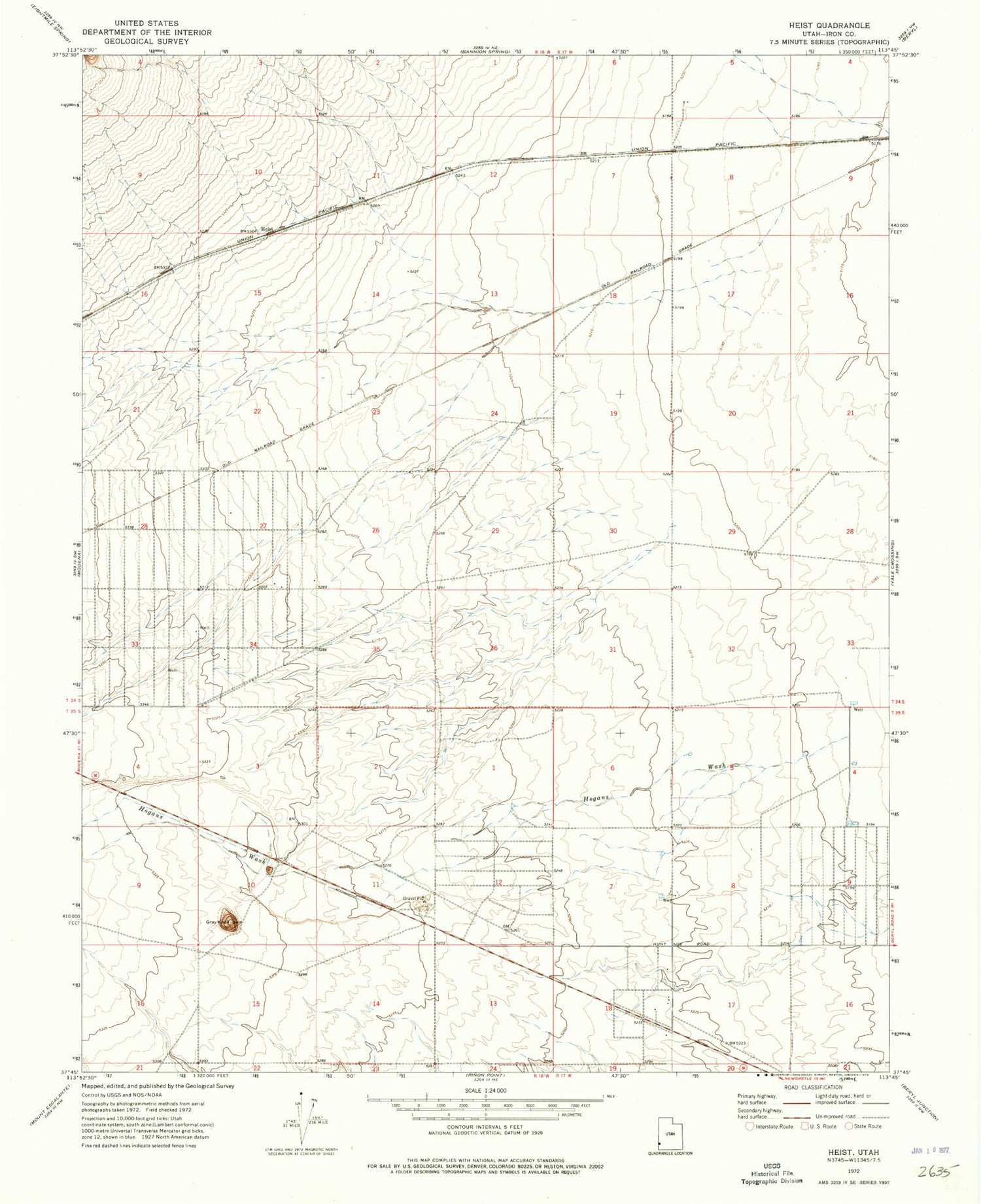 Classic USGS Heist Utah 7.5'x7.5' Topo Map Image