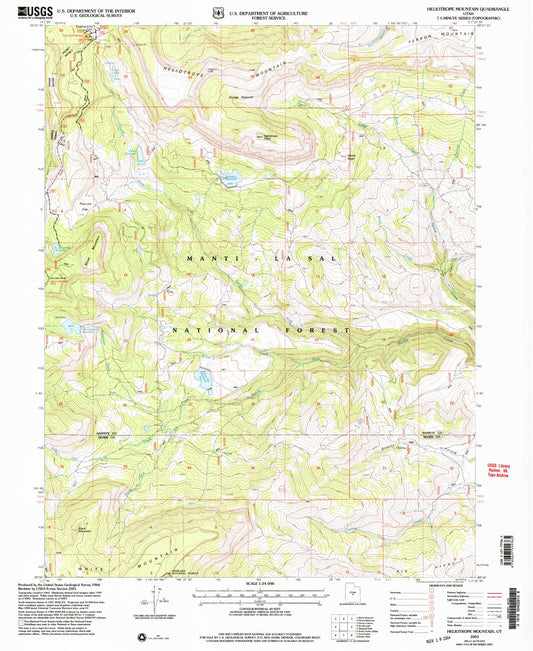 Classic USGS Heliotrope Mountain Utah 7.5'x7.5' Topo Map Image