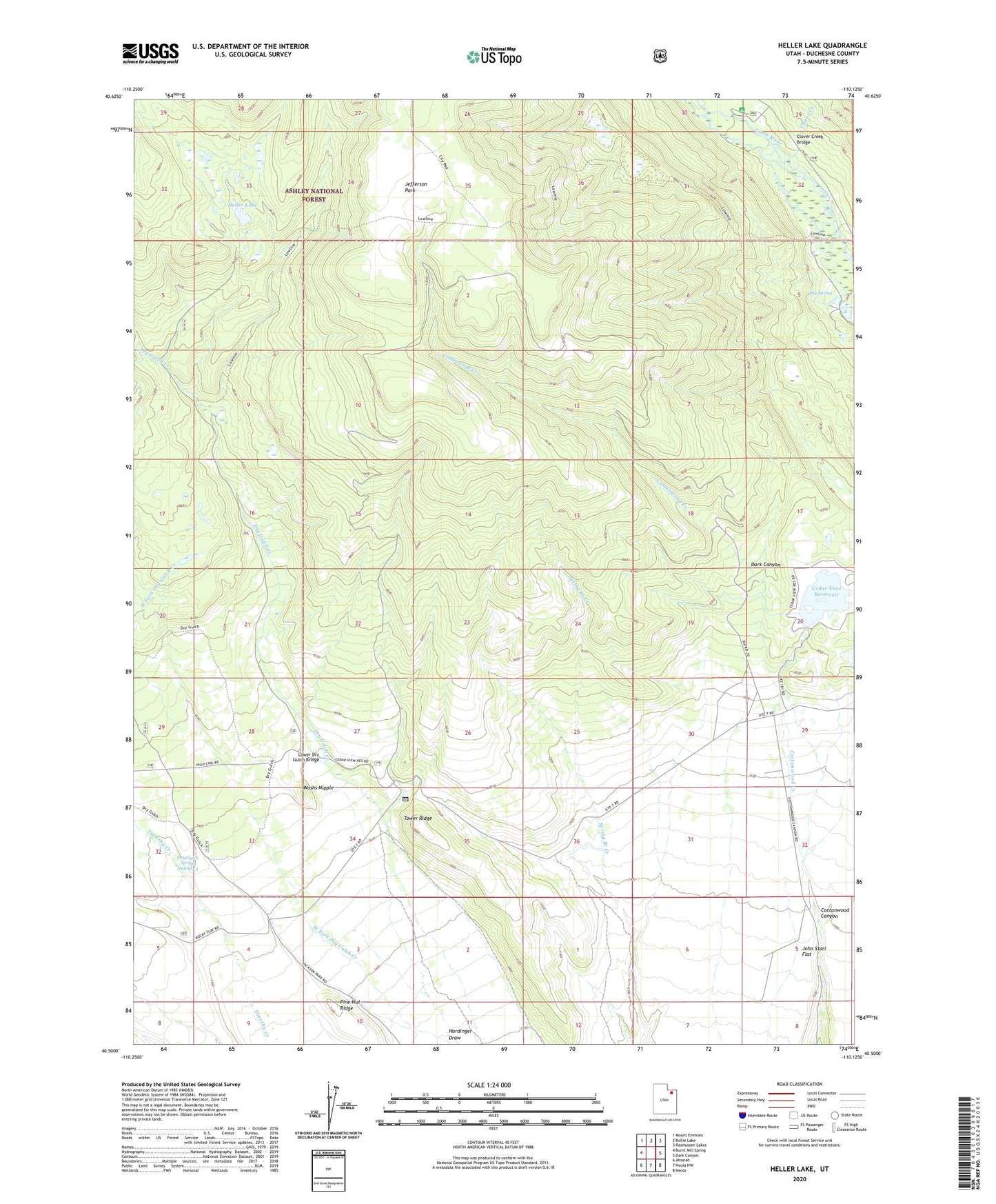 Heller Lake Utah US Topo Map Image