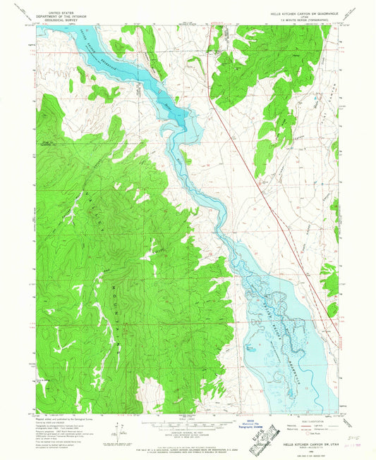 Classic USGS Hells Kitchen Canyon SW Utah 7.5'x7.5' Topo Map Image