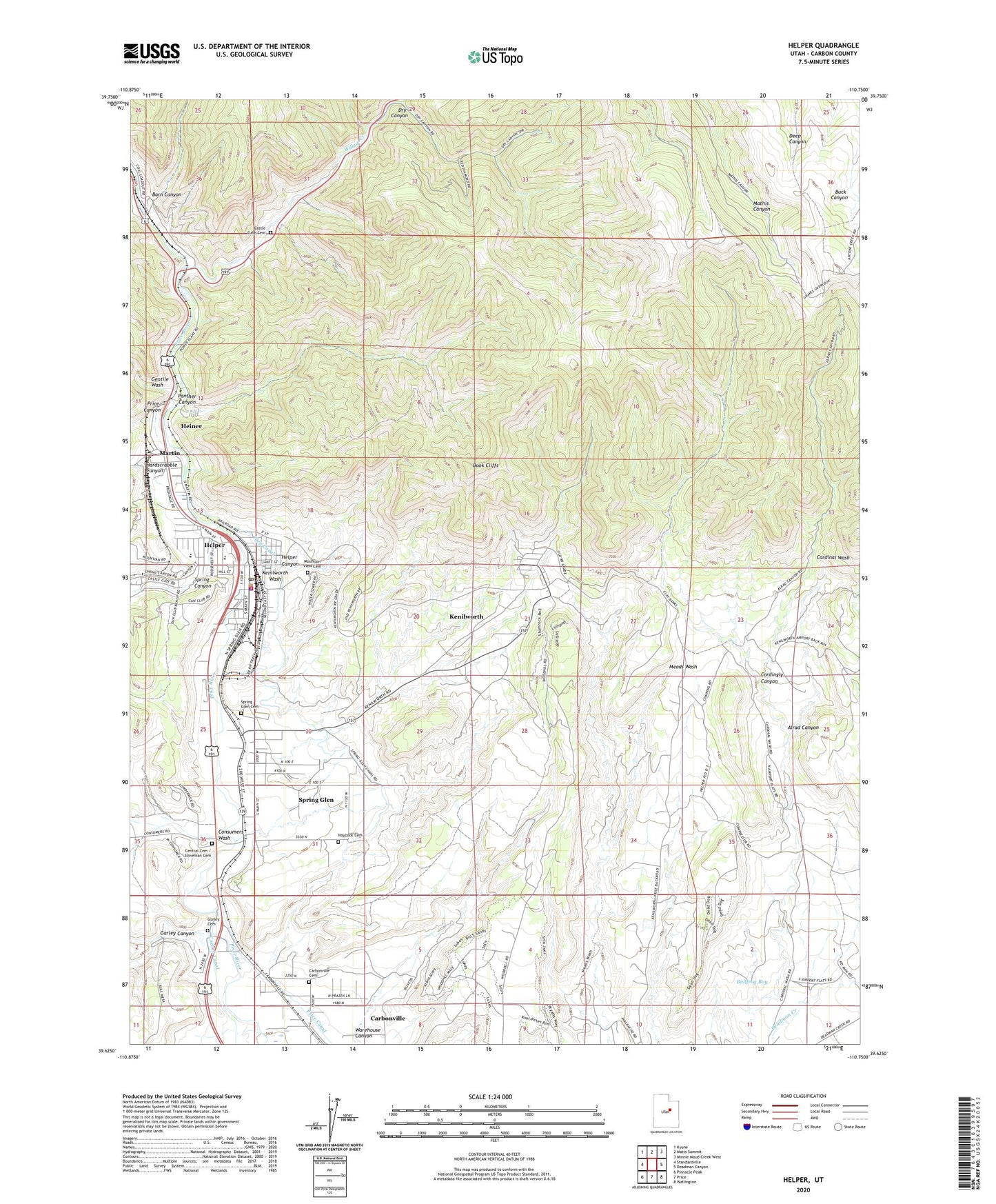 Helper Utah US Topo Map Image