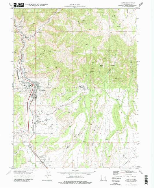 Classic USGS Helper Utah 7.5'x7.5' Topo Map Image