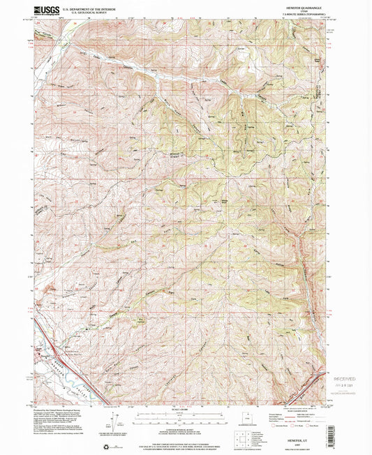Classic USGS Henefer Utah 7.5'x7.5' Topo Map Image