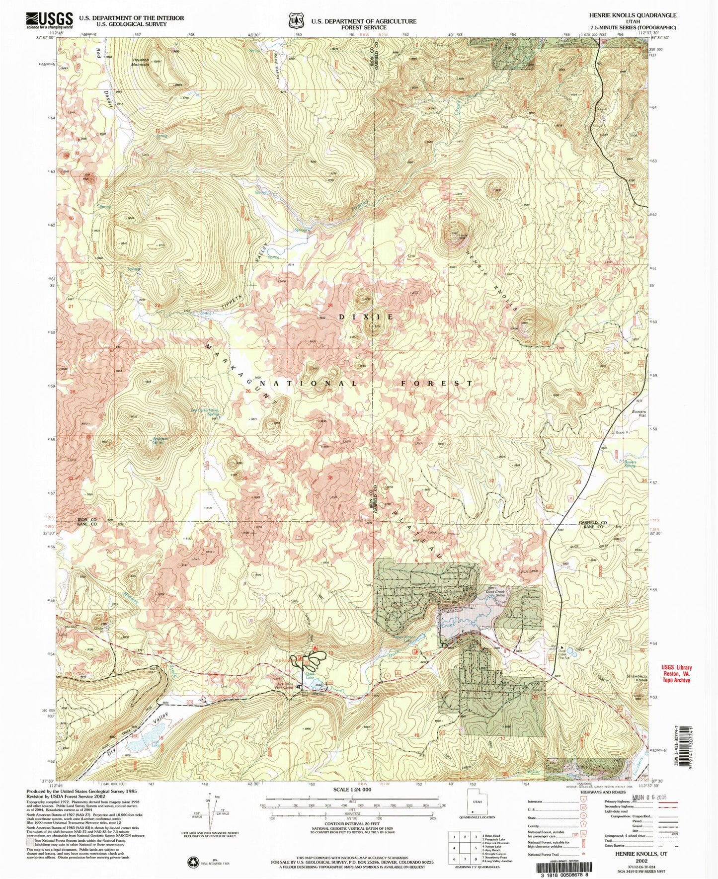 Classic USGS Henrie Knolls Utah 7.5'x7.5' Topo Map Image