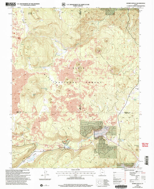 Classic USGS Henrie Knolls Utah 7.5'x7.5' Topo Map Image