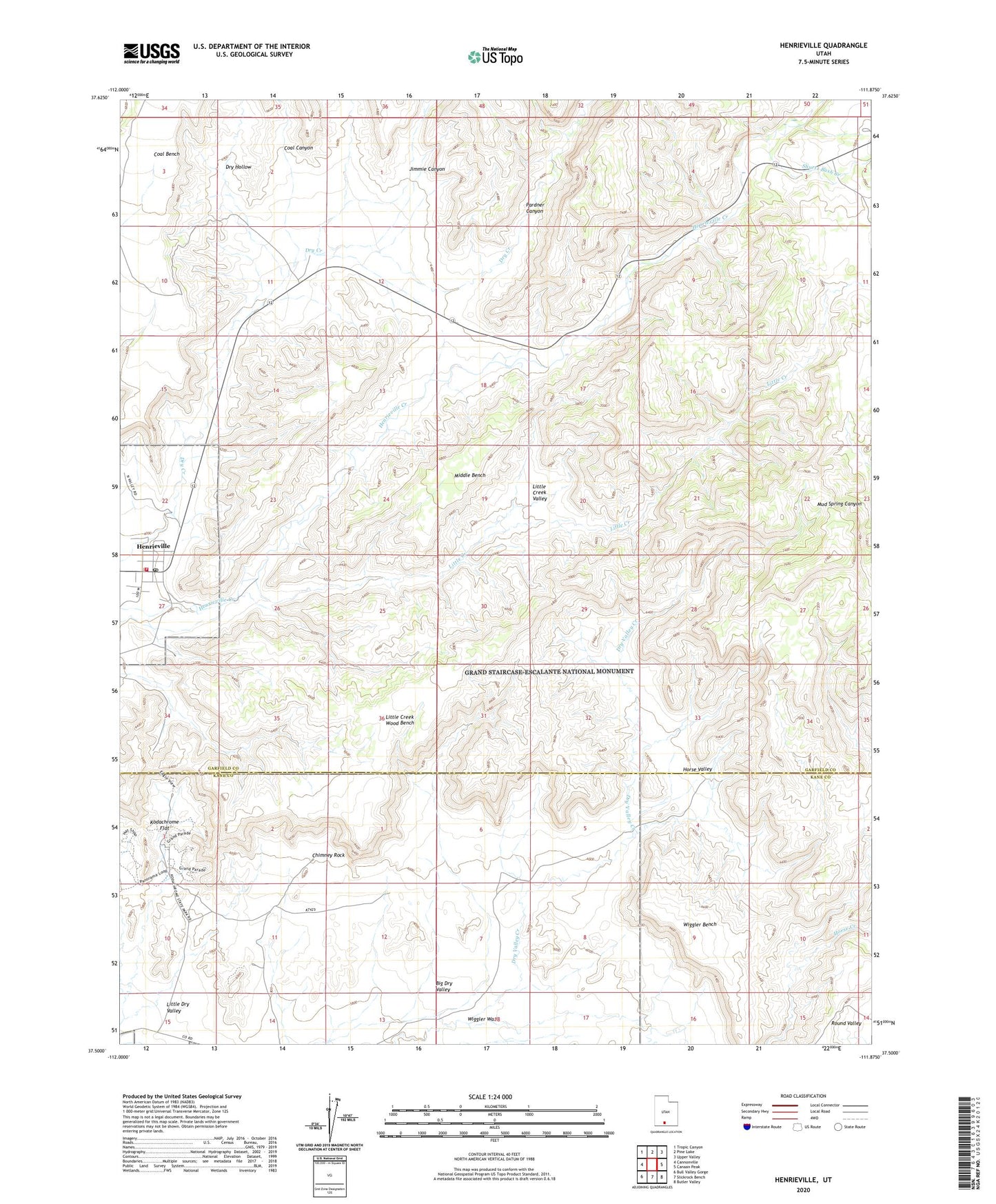 Henrieville Utah US Topo Map Image