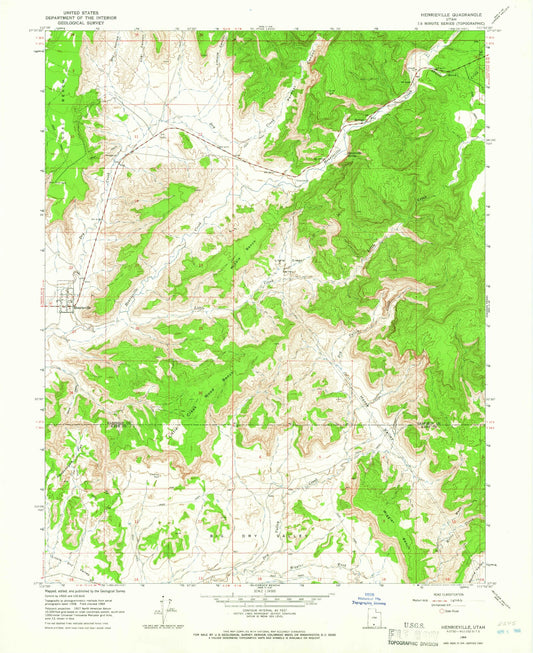 Classic USGS Henrieville Utah 7.5'x7.5' Topo Map Image