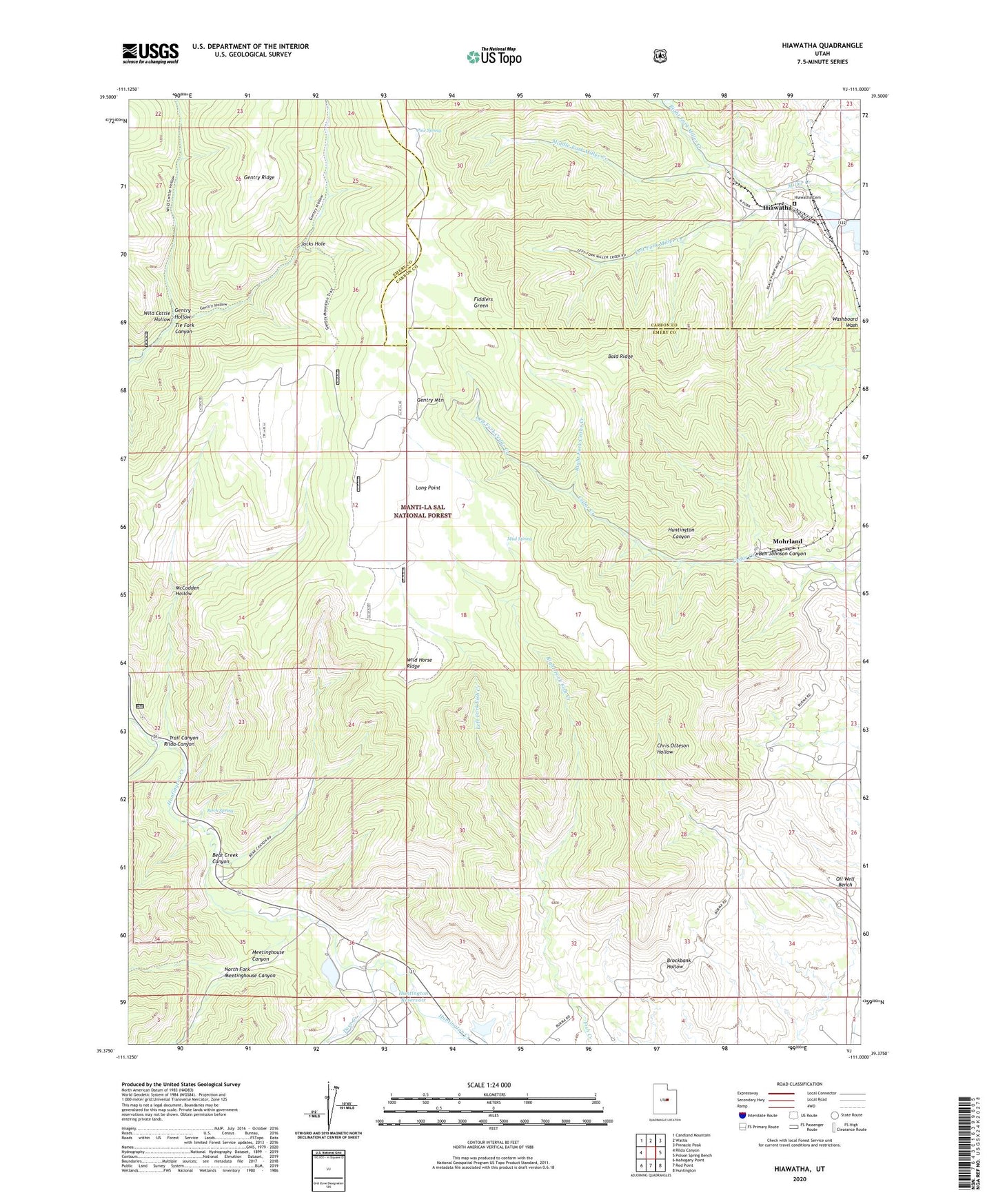 Hiawatha Utah US Topo Map Image